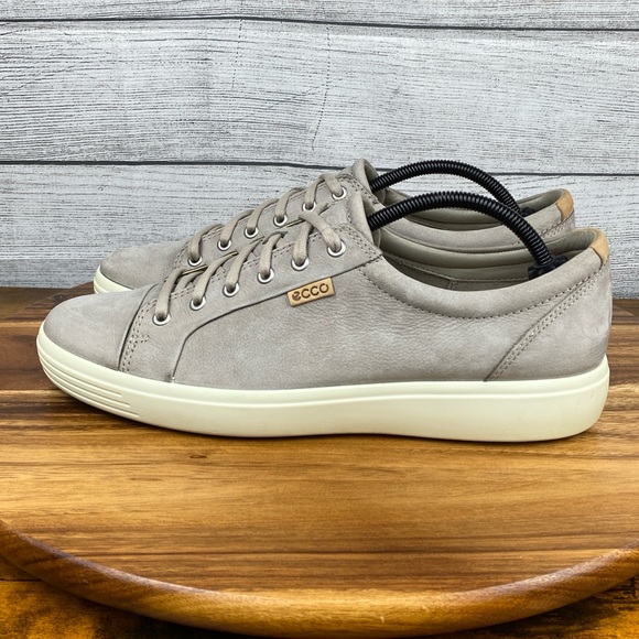 Ecco Soft 7 Gray Nubuck Leather Premium Lace Up Sneaker Men’s Shoe Size 11